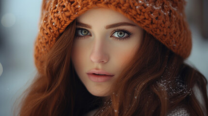 Young woman in knitted hat