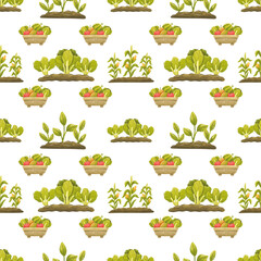 Farm Watercolor Background Seamless Pattern