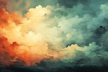 Watercolor painting of clouds. Created with Ai
