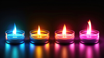 Three Lit Candles on Table