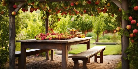 Fruitful garden and table area