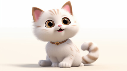 Cartoon cute munchkin cat on white background 