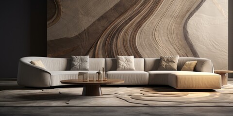 Fototapeta na wymiar Contemporary rug for natural interior living space.