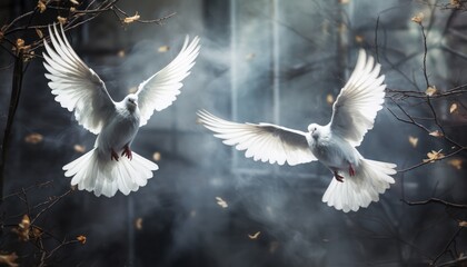 Obraz premium White dove Easter background