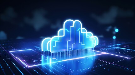 Cloud Icon Digital Information Technology Web Futuristic Hologram, Cloud Computing, Data Flow
