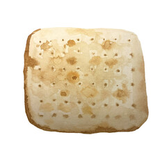 Watercolor Passover bread matzah isolated on white