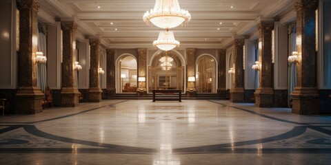 Opulent hotel lobby. Classic hall interior. - obrazy, fototapety, plakaty