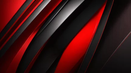 Fotobehang Abstraktes Rot und Schwarz sind helle Muster mit einem Farbverlauf mit Bodenwand, Metallstruktur, weichem Tech-Hintergrund, diagonalem Hintergrund, schwarz, dunkel, elegant, sauber und modern. © Cobe
