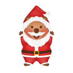 quokka with santa claus costume