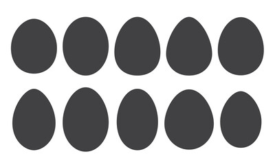 Dark egg shape collection. Black icon with different forms of eggs