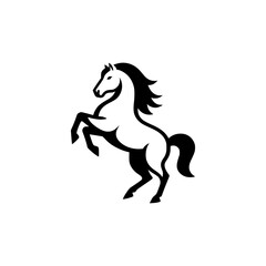 High Quality Vector Logo of a Majestic Rearing White Horse. Versatile Symbol of Strength and Elegance for Logos, Branding, and Marketing. Isolated on White Background for Seamless Integration.