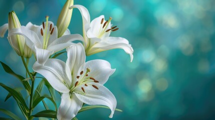 Fototapeta na wymiar white beautiful lily blooming in the garden.