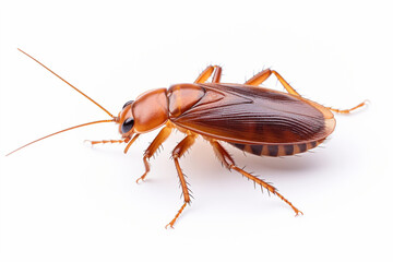 Closeup view of a Cockroach isolated on white background. PNG. Periplaneta americana