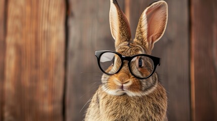 Obraz premium A close-up of a domestic rabbit wearing glasses, Ai Generated
