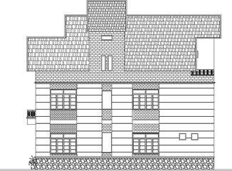 Vector sketch illustration design engineering architectural drawing view of simple Mediterranean ethnic house building 