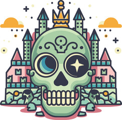 King Skeleton Plate Vektor Illustration