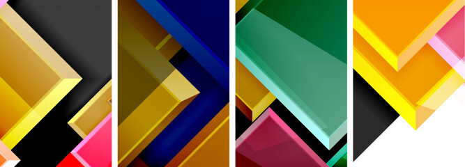 Color glass glossy square composition poster set for wallpaper, business card, cover, poster, banner, brochure, header, website