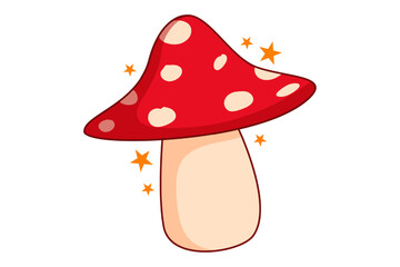 Mushroom Flat Fortune Sticker Design