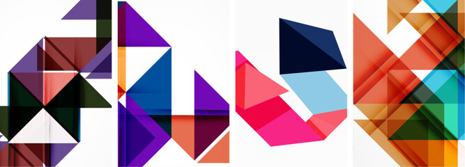 Set of abstract random triangle composition backgrounds. Vector illustration for for wallpaper, business card, cover, poster, banner, brochure, header, website