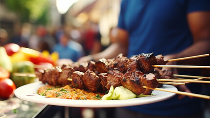 Fast food. Eastern food. Shish kebab, lyulya-kebab, shaverma, pita gyros
