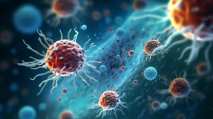 Cell background, virus cells, medical research background