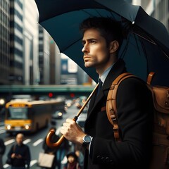 A man with a umbrella 