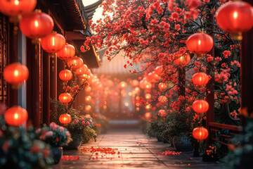 Fototapeta na wymiar Red lanterns meaning 