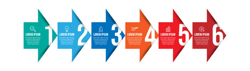 Vector Infographic simple design with 6 options or steps. color full, Can be used for presentation banners, workflow layouts, flow charts, infographics, your business presentations