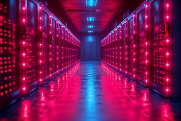 Fototapeta premium Center server racks with computer network professional photography