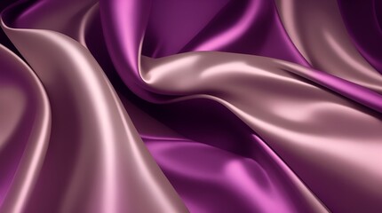 Obraz premium Immerse yourself in the lavishness of the Elegant Silk Wave Background, showcasing a captivating display of purple and pink silk fabric, meticulously arranged in elegant folds.