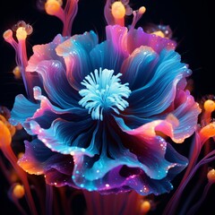 Bluebottle Flower neon Color AI Generated pictures