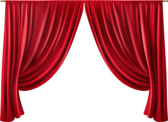 Red curtain isolated on transparent background. PNG