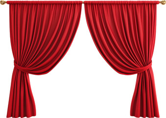 Obraz premium Red curtain isolated on transparent background. PNG