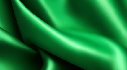 Obraz premium A stylish green satin fabric background featuring an elegant silk wave design.