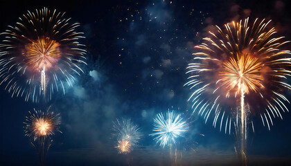 Naklejka premium Image illustration of a fireworks display. Multiple bright fireworks shooting up into the night sky.