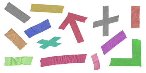 set of glitter tapes on transparent background