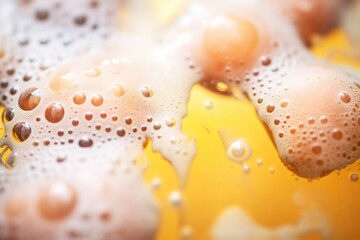 closeup of air bubbles during beer fermentation - obrazy, fototapety, plakaty