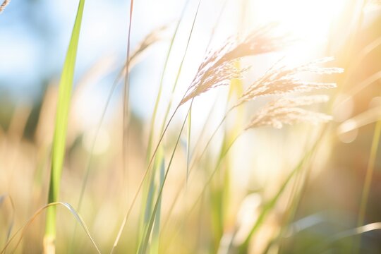 closeup of switchgrass, a biofuel crop, in the sun