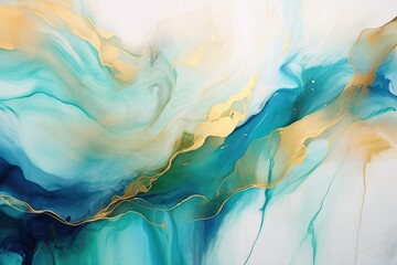 snaking metallic swirls currents of translucent hues, and foamy sprays of color shape the landscape of these free-flowing textures. Natural luxury abstract fluid art painting in liquid ink technique - obrazy, fototapety, plakaty
