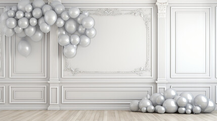 Fototapeta na wymiar Classic interior walls with bunch of balloons