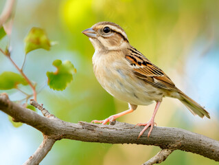 Fototapeta premium Female House Sparrow Perched on a Branch 