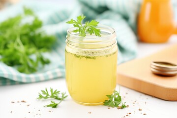 Obraz na płótnie Canvas apple cider vinegar detox drink with parsley sprig