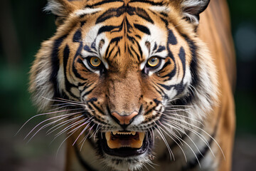 Wild Beauty: Majestic Tiger's Intense Gaze in the Jungle Serenity