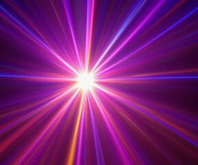 Obraz premium Iridescent sparkling glow. Led neon purple pink gold glowing. Refraction of rays through a prism.