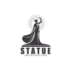 women statue vintage monochrome logo vector graphic - obrazy, fototapety, plakaty