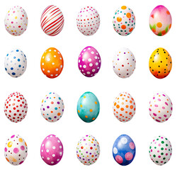 Set of Easter eggs colourful #01 cutout on transparent background. Easter day. Mockup advertisement. product presentation. banner, poster, card, t shirt, sticker.