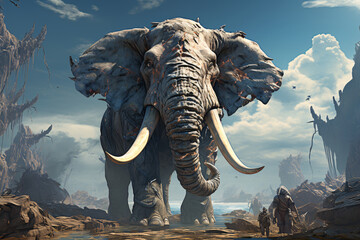 Elephants were big in ancient times - obrazy, fototapety, plakaty