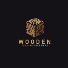 wooden box luxury logo design vector graphic