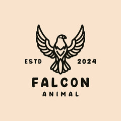 Falcon Monoline Vector Logo Design illustration