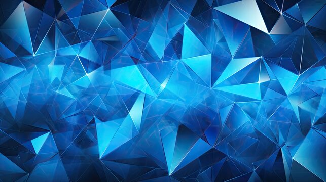 Background with blue triangles arranged randomly with a mirror effect and radial blur
